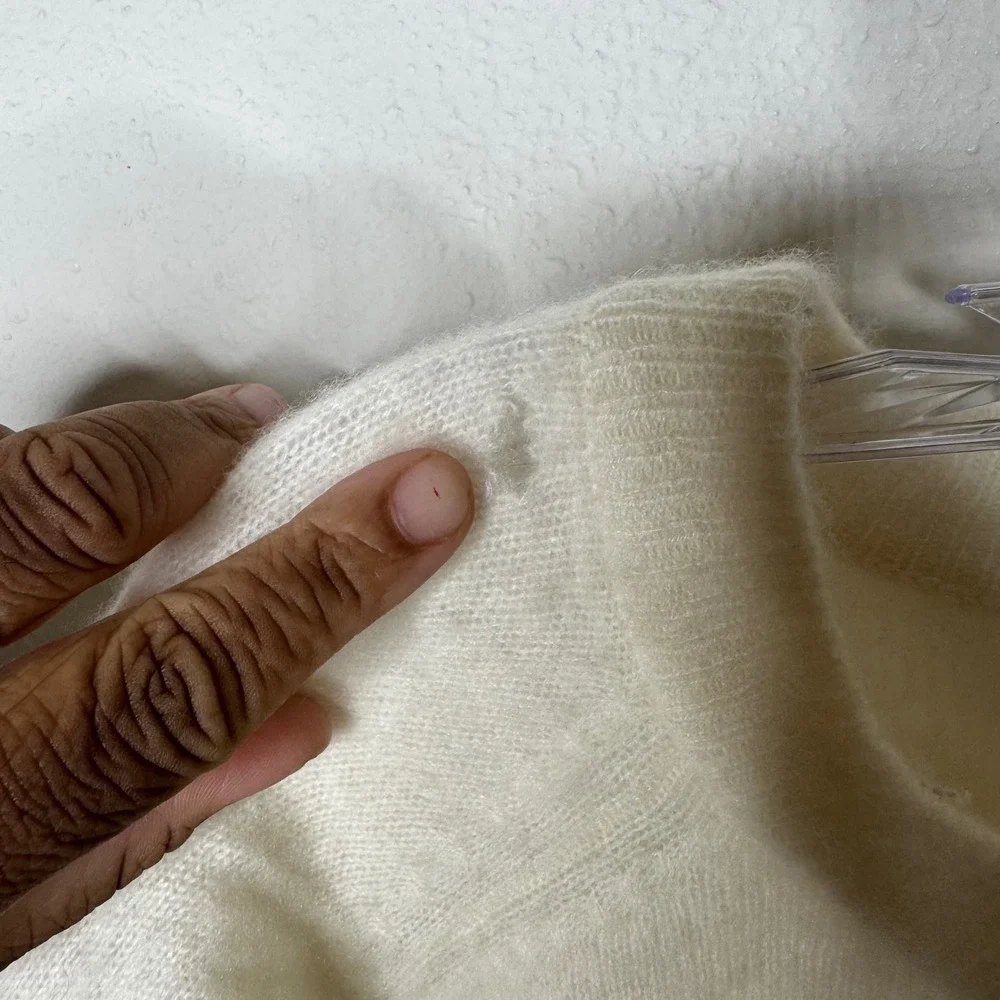 PORTOLANO 100% Cashmere Cream Pullover Sweater‎ Long Sleeve Women's Size M